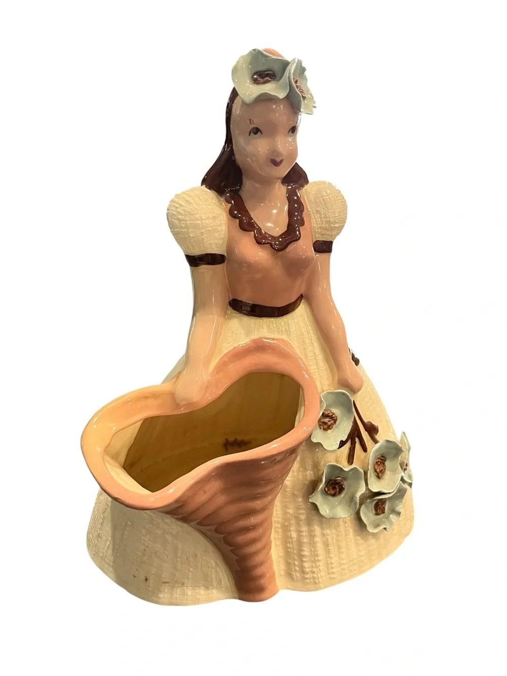 Hedi Schoop Pottery Vase Lady With Blue Flowers